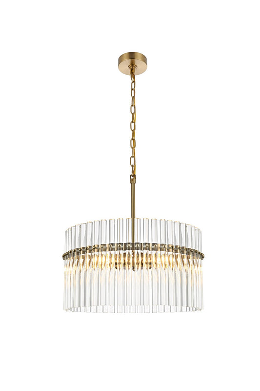 Paulina Chandelier by Elegant Lighting – Lights: 4 Light (20.00"L x 20.00"W x 20.00"H) – Finish: Satin Gold and Clear Shade – Elegant Lighting-LD925D20SG