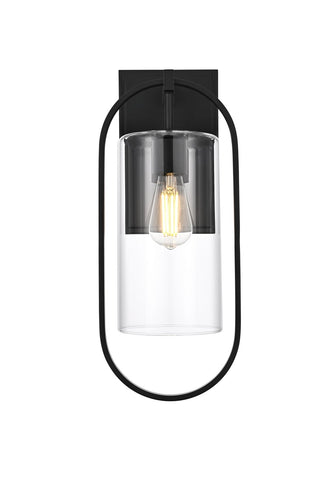 Buy black-with-clear-glass-and-clear-shade Jaxson Outdoor (Wet) Wall Lanterns by Elegant Lighting