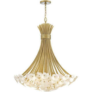Buy deluxe-gold-with-clear-pressed-glass Marianne Chandelier by Fredrick Ramond