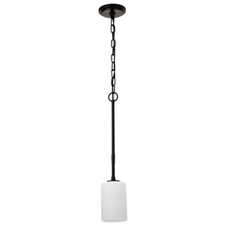 Buy matte-black-with-white-opal-glass-and-white-shade Liam Mini Pendant by Nuvo Lighting