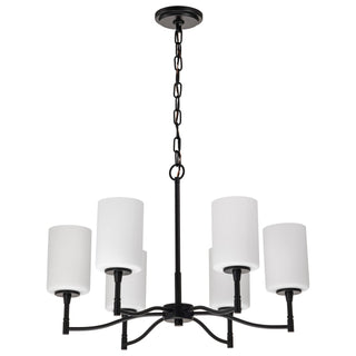 Buy matte-black-with-white-opal-glass-and-white-shade Liam Chandelier by Nuvo Lighting