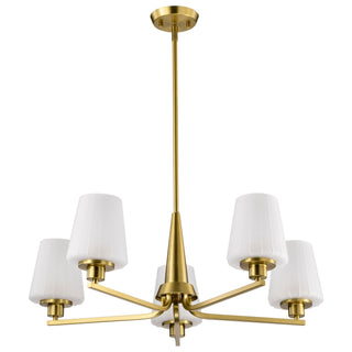 Buy vintage-brass-with-etched-white-glass-and-white-shade Lune Chandelier by Nuvo Lighting