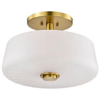 Buy vintage-brass-with-etched-white-glass-and-white-shade Lune Semi-Flush Mount Ceiling Light by Nuvo Lighting