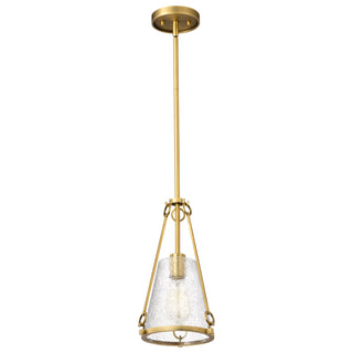 Buy vintage-brass-with-hammered-glass-and-clear-textured-shade Valentine Pendant by Nuvo Lighting