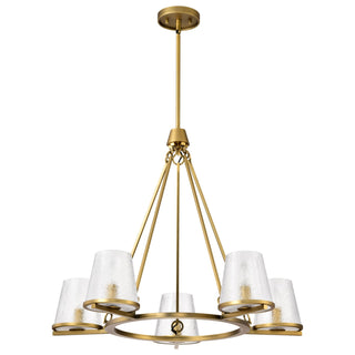 Buy vintage-brass-with-hammered-glass-and-clear-textured-shade Valentine Chandelier by Nuvo Lighting