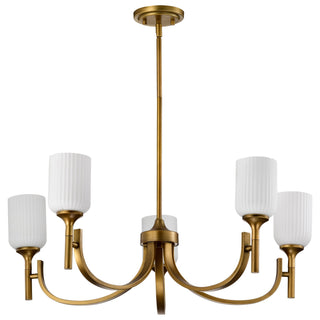 Buy natural-brass-with-frosted-ribbed-glass-and-frosted-shade Solara Chandelier by Nuvo Lighting