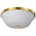 Burnished Brass with Ribbed White Glass and White Shade