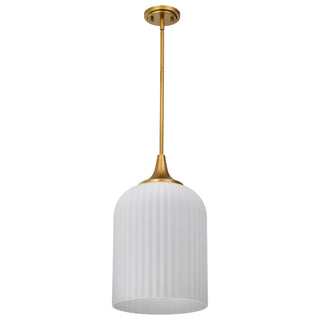 Buy natural-brass-with-frosted-ribbed-glass-and-frosted-shade Solara Pendant by Nuvo Lighting
