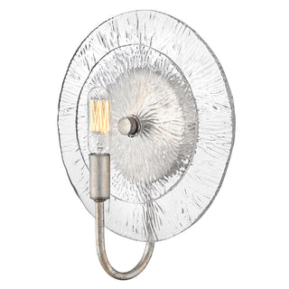 Buy glacial-with-clear-pressed-glass Rene Outdoor (Damp) Sconce by Fredrick Ramond