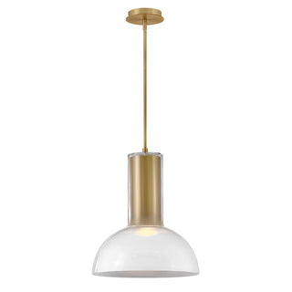 Buy lacquered-brass-with-cased-opal-glass-and-white-shade Ombra Pendant by Fredrick Ramond