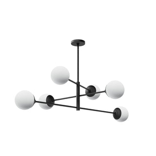 Buy matte-black-with-cased-white-glass-and-white-shade Hepburn Chandelier by Hunter