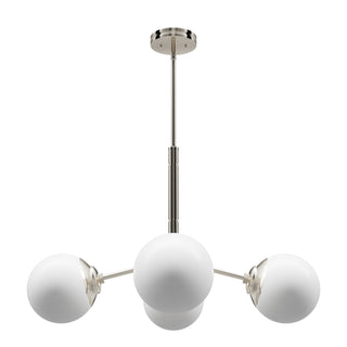 Buy brushed-nickel-with-cased-white-glass-and-white-shade Hepburn Chandelier by Hunter