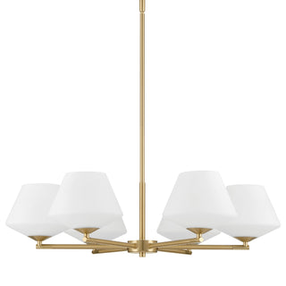 Buy alturas-gold-with-cased-white-glass-and-white-shade Celestial Valley Chandelier by Hunter