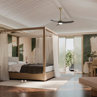 Buy champagne-bronze-finish-with-jet-black-blades Mylo Outdoor (Damp) Ceiling Fan with Light by Kichler