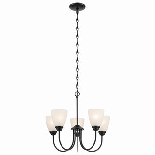 Buy black-with-clear-satin-etched-glass-and-white-shade Jolie Chandelier by Kichler