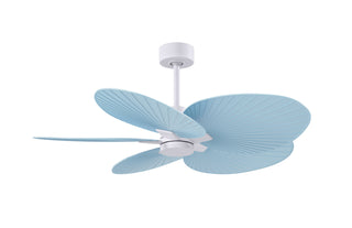 Buy matte-white-finish-with-light-blue-blades 5-Blades Alessandra TROPICAL Matthews Fan Company by Matthews Fan Company
