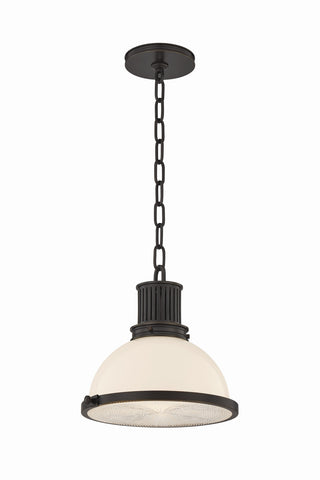 Buy distressed-bronze-with-opal-glossy-glass-and-white-shade Pinesbridge Outdoor (Damp) Pendant by Hudson Valley