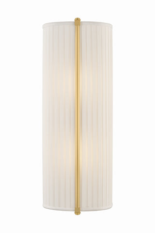 Buy aged-brass-with-ivory-silk-glass-and-natural-cream-shade Cornell Outdoor (Damp) Sconce by Hudson Valley