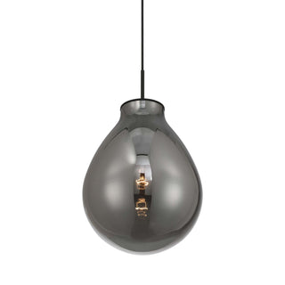 Buy matte-black-with-smoke-plated-glass-glass-and-smoke-shade Drop Pendant by Golden