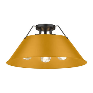Buy matte-black-with-auric-yellow-glass-and-yellow-shade Orwell Flush Mount Light by Golden