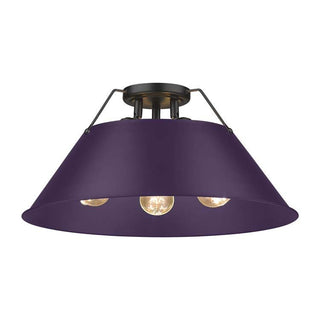 Buy matte-black-with-exotic-purple-glass-and-purple-shade Orwell Flush Mount Light by Golden