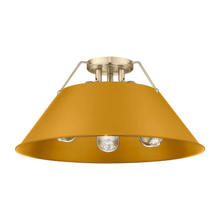 Buy pewter-with-auric-yellow-glass-and-yellow-shade Orwell Flush Mount Light by Golden