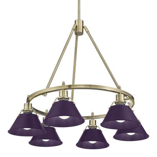 Buy aged-brass-with-exotic-purple-glass-and-purple-shade Orwell Chandelier by Golden