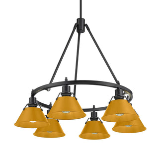 Buy matte-black-with-auric-yellow-glass-and-yellow-shade Orwell Chandelier by Golden