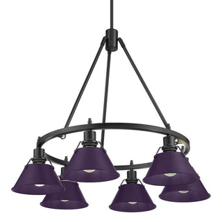 Buy matte-black-with-exotic-purple-glass-and-purple-shade Orwell Chandelier by Golden