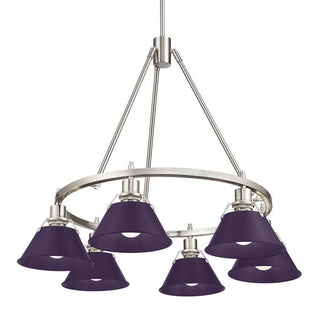Buy pewter-with-exotic-purple-glass-and-purple-shade Orwell Chandelier by Golden