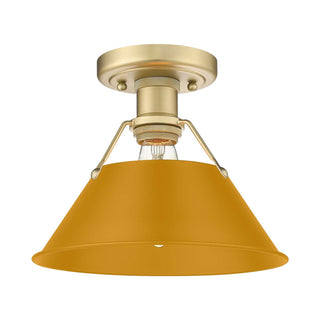 Buy brushed-champagne-brass-with-auric-yellow-glass-and-yellow-shade Orwell Flush Mount Ceiling Light by Golden