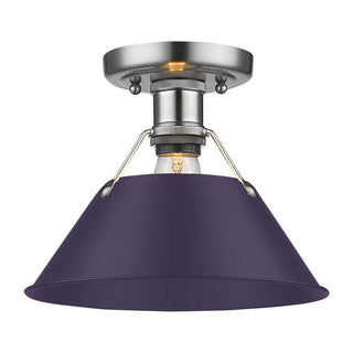 Buy pewter-with-exotic-purple-glass-and-purple-shade Orwell Flush Mount Ceiling Light by Golden