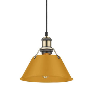Buy aged-brass-with-auric-yellow-glass-and-yellow-shade Orwell Pendant by Golden