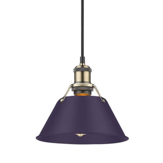 Buy aged-brass-with-exotic-purple-glass-and-purple-shade Orwell Pendant by Golden