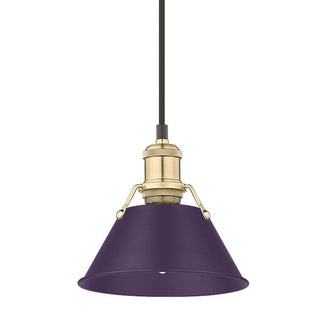 Buy brushed-champagne-brass-with-exotic-purple-glass-and-purple-shade Orwell Pendant by Golden