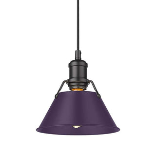 Buy matte-black-with-exotic-purple-glass-and-purple-shade Orwell Pendant by Golden