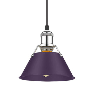 Buy chrome-with-exotic-purple-glass-and-purple-shade Orwell Pendant by Golden