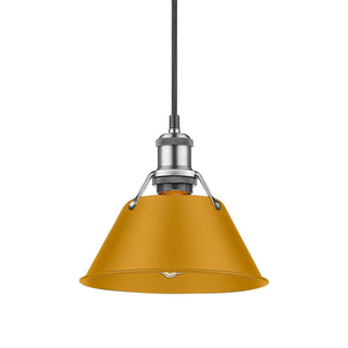 Buy pewter-with-auric-yellow-glass-and-yellow-shade Orwell Pendant by Golden