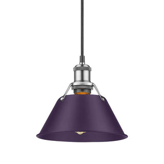 Buy pewter-with-exotic-purple-glass-and-purple-shade Orwell Pendant by Golden