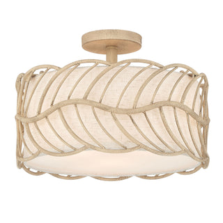 Buy almond-with-ivory-linen-glass Simbolo Semi-Flush Mount Ceiling Light by Golden