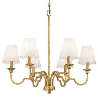 Buy vintage-gold-with-white-rayon-glass Cheshire Chandelier by Golden