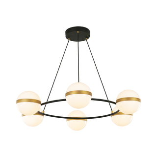 Buy matte-black-brushed-gold-with-white-acrylic-diffuser-glass-and-white-shade Tagliato Chandelier by Alora