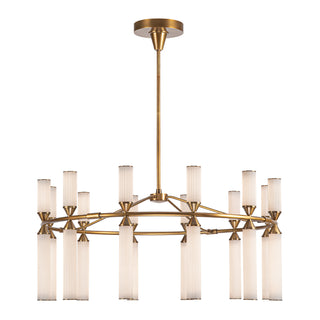 Buy vintage-brass-frosted-ribbed-glass-and-white-shade Edwin Chandelier by Alora