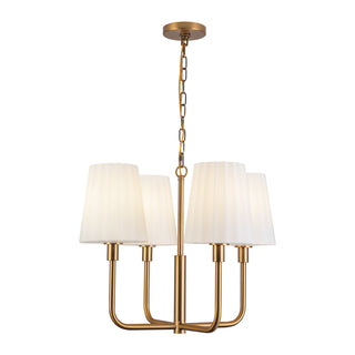 Buy aged-gold-opal-matte-glass-and-white-shade Plisse Chandelier by Alora