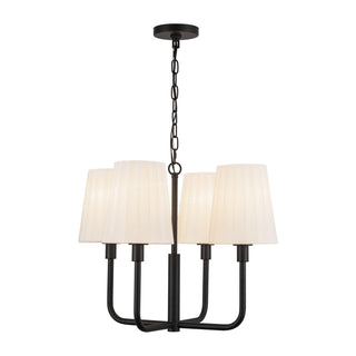 Buy matte-black-opal-matte-glass-and-white-shade Plisse Chandelier by Alora
