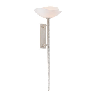 Buy warm-silver-leaf-with-matte-cloud-seeded-glass-and-white-shade Coppa Outdoor (Damp) Wall Sconce by Corbett Lighting