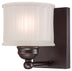 Lathan Bronze with Etched Glass Box - Pleat Glass and Frosted Shade