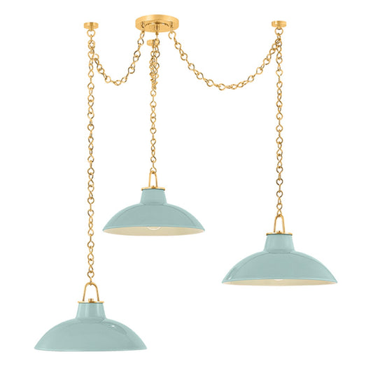 Pottersville Cascading Chandelier by Hudson Valley - Aged Brass and Green Shade [Hudson Valley-1957-AGB/CMC|MAIN]