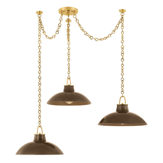 Pottersville Cascading Chandelier by Hudson Valley - Aged Brass and Amber/Brown Shade [Hudson Valley-1957-AGB/CUK|MAIN]
