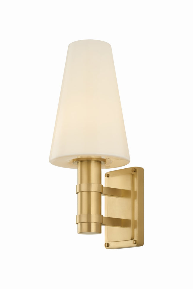 Glenwood Lake Sconce by Hudson Valley - Aged Brass with Opal Shiny Glass and White Shade [Hudson Valley-3871-AGB|MAIN]